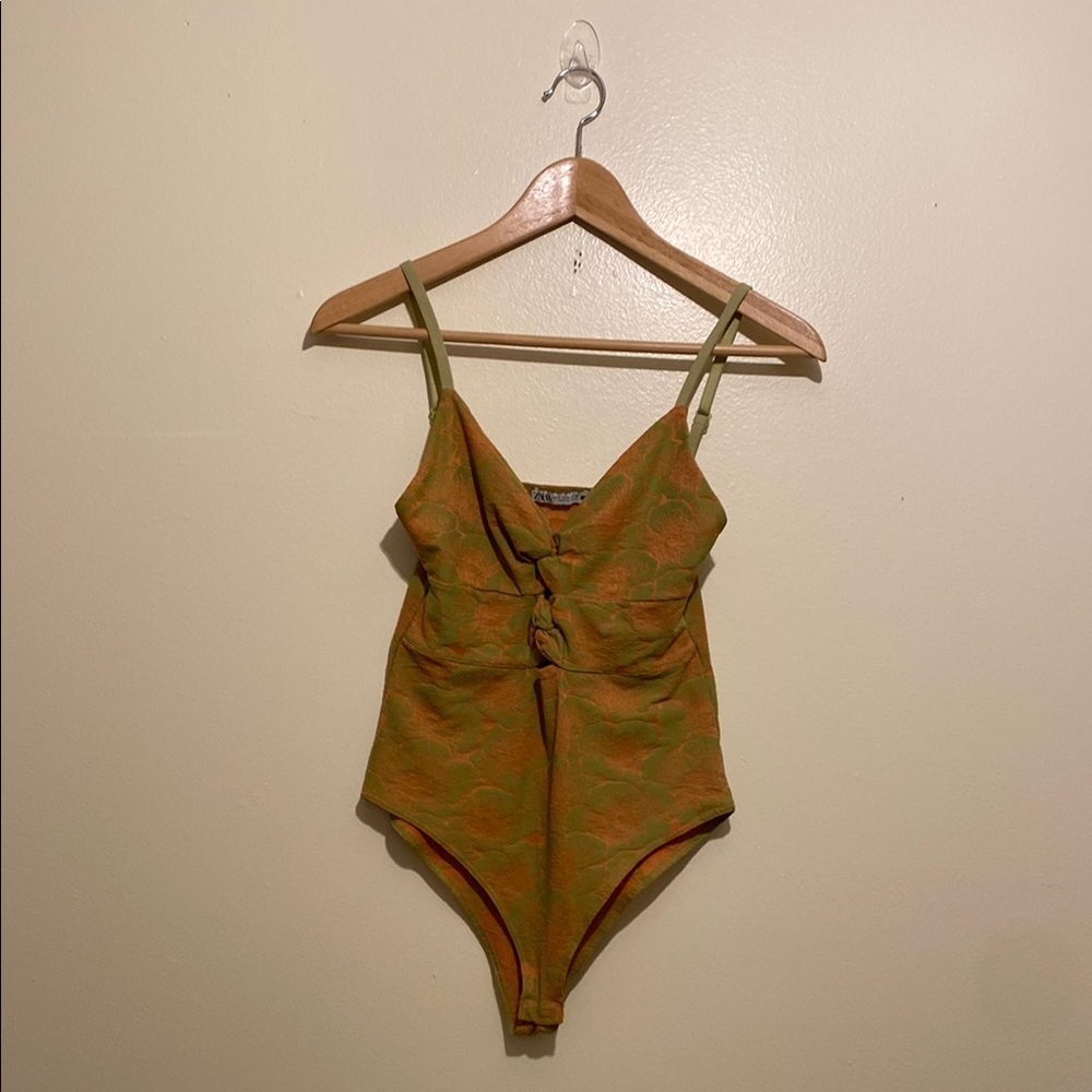Zara Orange and Green bodysuit. Size S